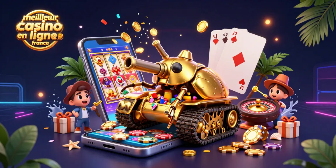 Jouez au meilleur casino en ligne France avec un tank scarabée doré au casino miniature extravagant.
