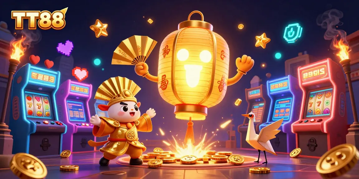 Engage in vibrant TT88 casino adventures with enchanting characters and glowing game elements.