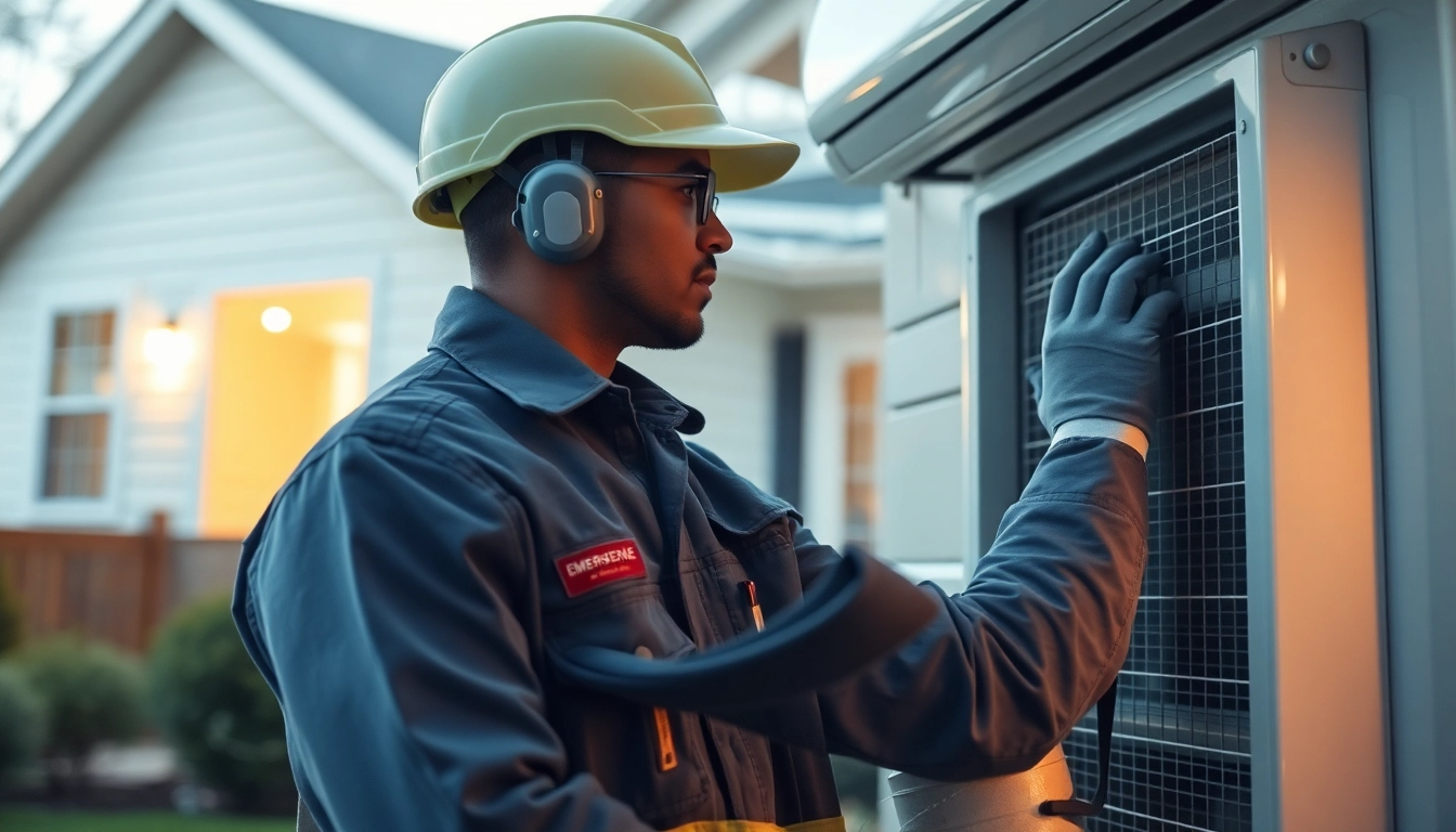 Technician conducting emergency HVAC repair service, showcasing expertise and professionalism.