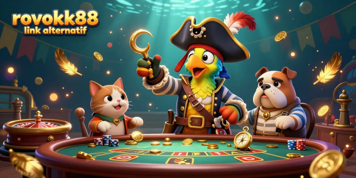 Engage with the thrilling world of gambling featuring rokokk88 link alternatif in a vibrant, animated casino tableau.