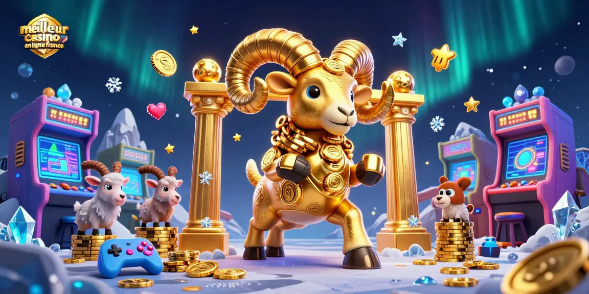 Découvrez le meilleur casino en ligne France avec cette illustration animée mettant en scène un bélier en or.