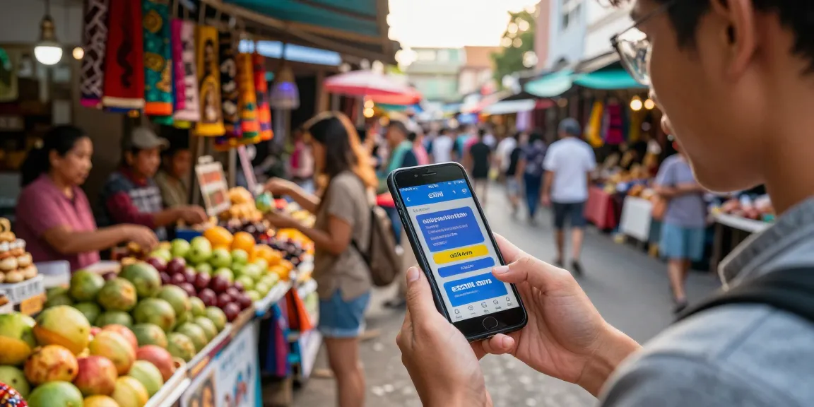 Discover exclusive esim.sm coupons while traveling at a vibrant Asian street market.