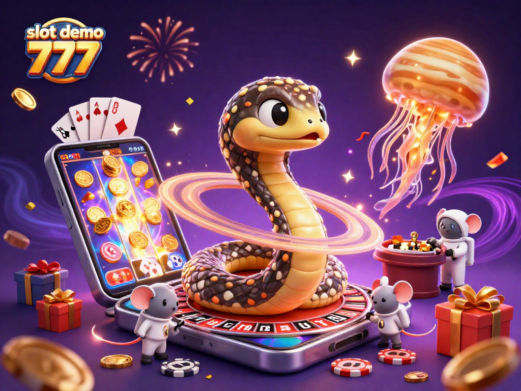Spin the reels and win on slot demo 777 with exciting cosmic characters and vibrant gambling elements.