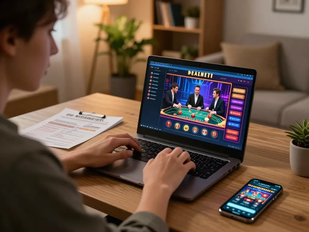Engaging player enjoying online gaming at home in a cozy living room with casino stranieri che accettano italiani.