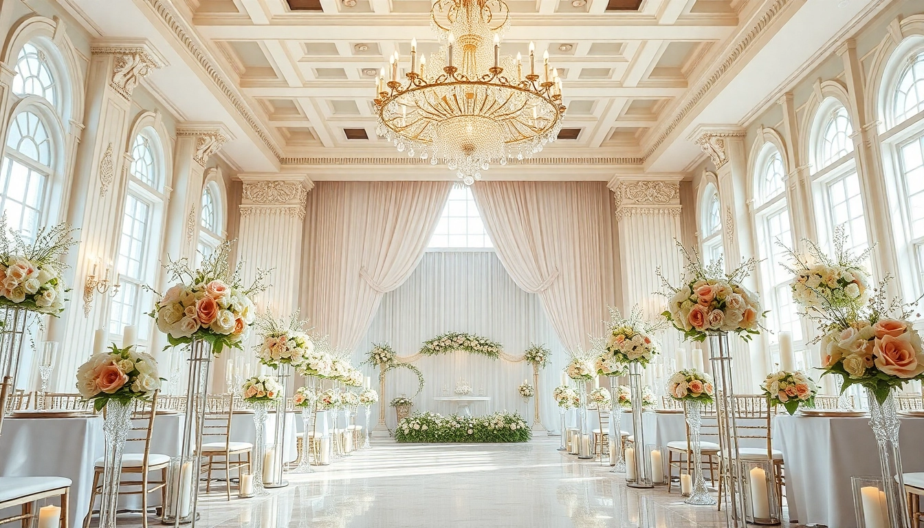 Experience the charm of a Wedding Event Space Jacksonville with a grand venue setting featuring elegant decor.