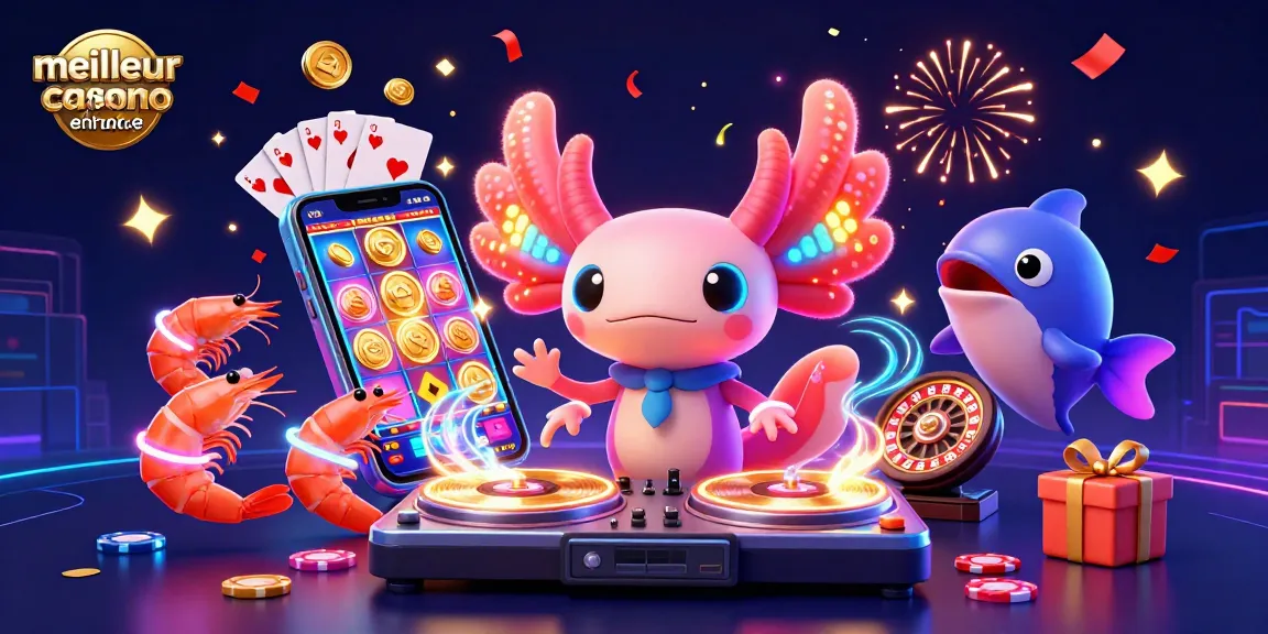 Plongez dans l’univers du meilleur casino en ligne France avec une fête animée de personnages marins colorés.