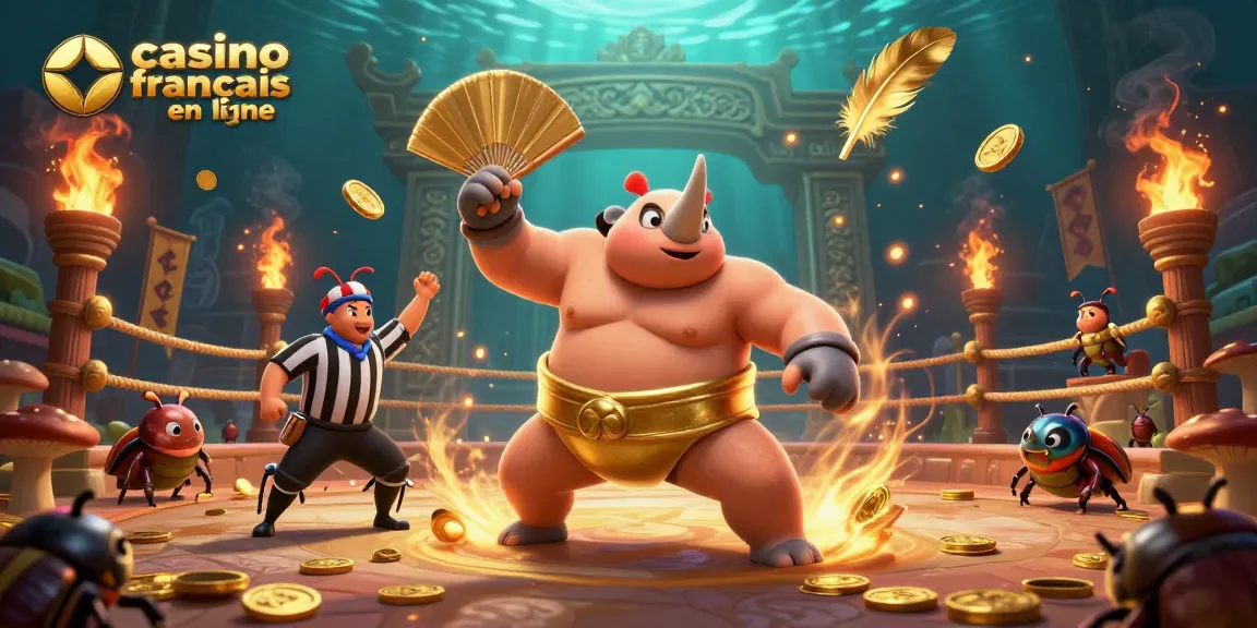 Vivez l'expérience du casino français en ligne avec un champion sumo et des spectateurs captivants.