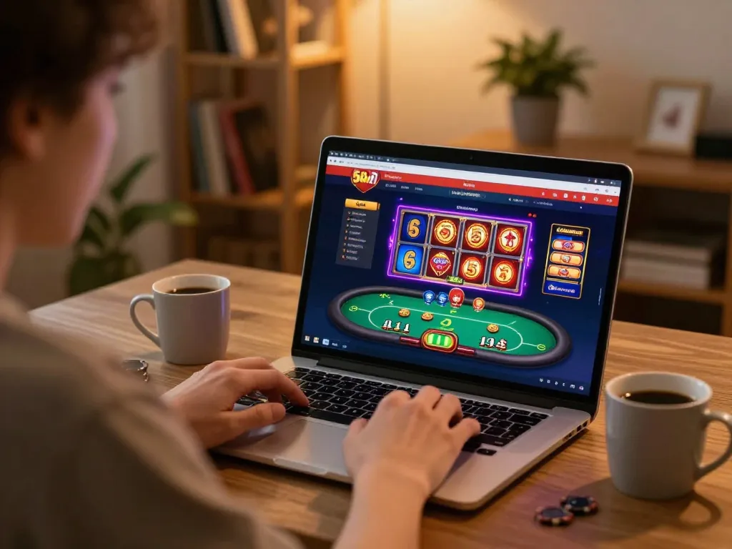 Experience thrilling gameplay at 58win poker tables while enjoying a cozy gaming setup.