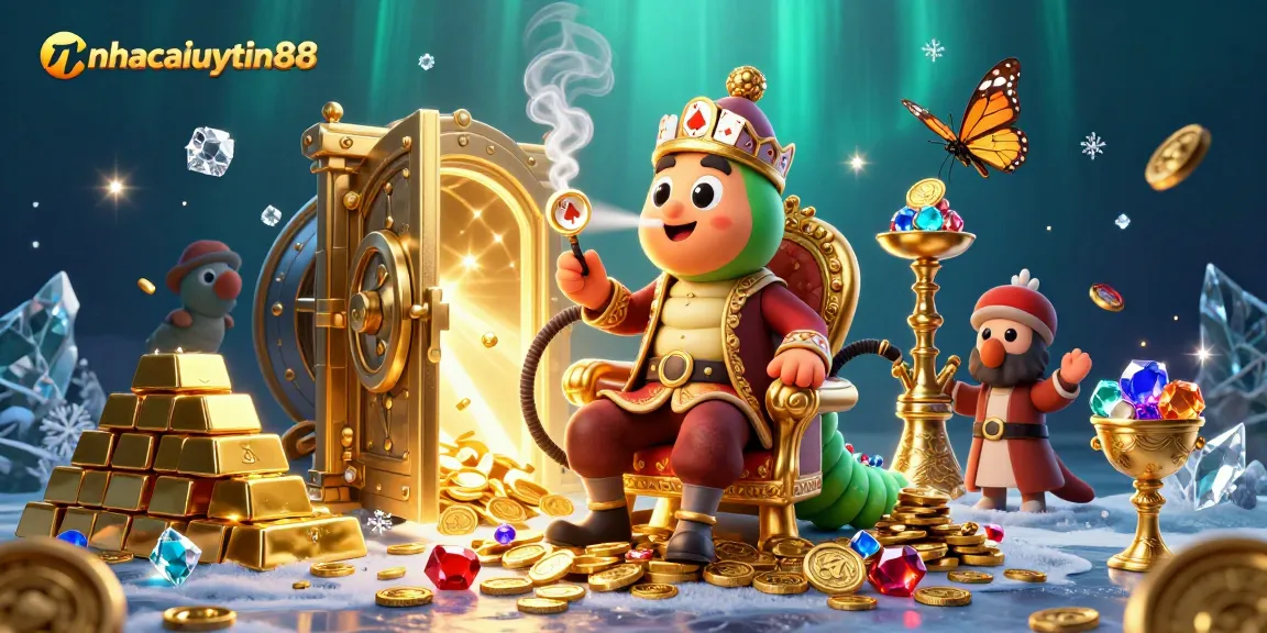 Play poker with nhacaiuytin88 in a magical 3D casino world full of treasures.