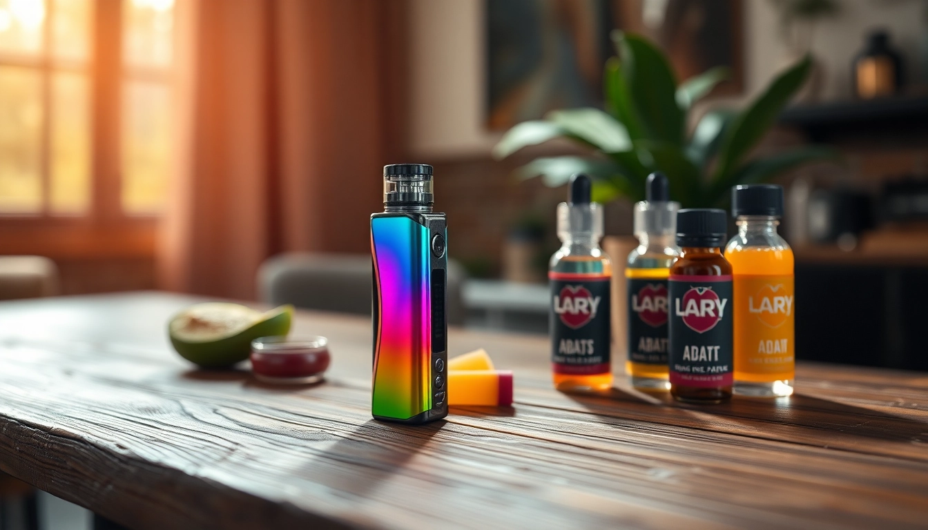 See the Lost Mary vape device elegantly displayed among vibrant vape juice bottles.