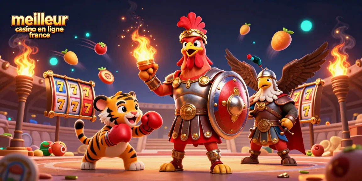 Vivez l'expérience du meilleur casino en ligne France avec un coq guerrier et des éléments de jackpot.
