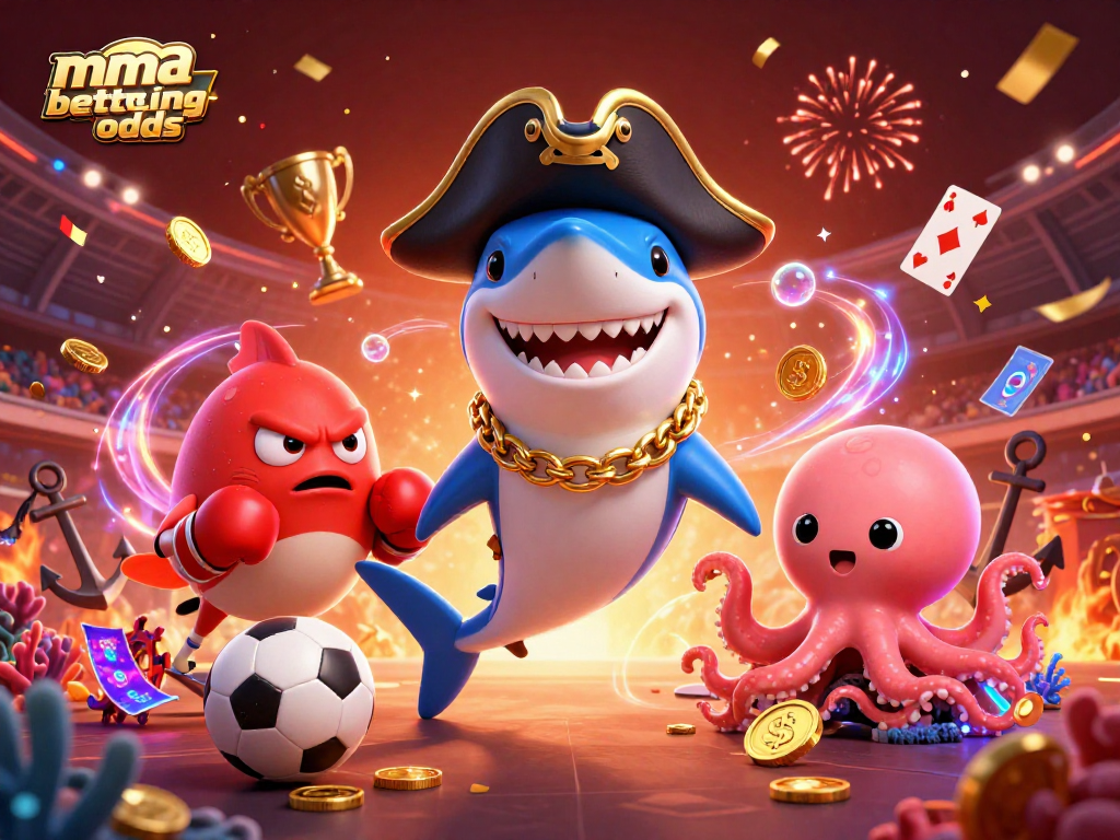Experience the thrill of MMA betting odds in this dynamic underwater casino illustration.