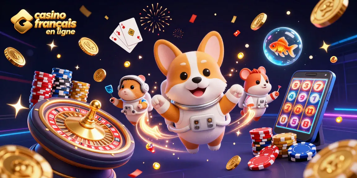 Jouez au casino français en ligne avec un corgi astronaute flottant dans un casino spatial.
