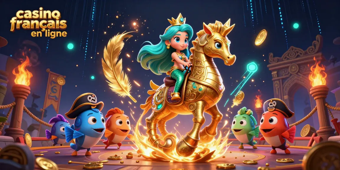 Jouer au casino francais en ligne avec une princesse sirène et un hippocampe majestueux.