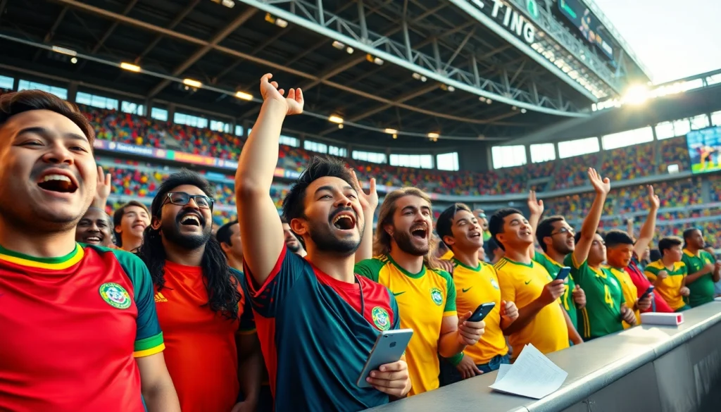 Explore best sportsbooks Brazil with enthusiastic fans cheering in a vibrant stadium.