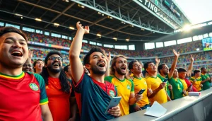 Explore best sportsbooks Brazil with enthusiastic fans cheering in a vibrant stadium.