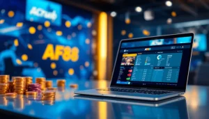 AF88 online gambling interface on smartphone and laptop showcasing modern betting.