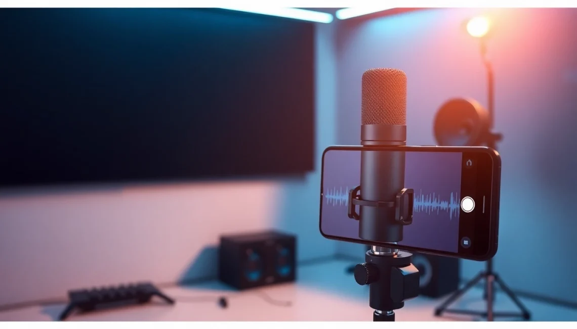 MV88 microphone displayed in a modern recording studio setup, highlighting audio innovation.