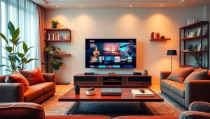 Watch engaging content on an iron tv in a cozy, modern living room setting.