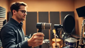 Capture audio with the MV88 microphone in a professional studio environment.