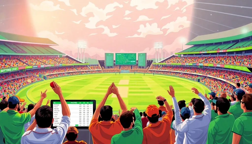 Experience online sportsbooks India with engaging betting visuals from a vibrant cricket scene.