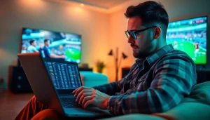 Experience the thrill of online sports betting Alberta with a focused bettor analyzing odds and games.