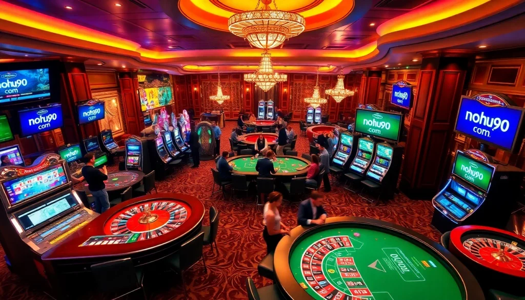 Experience exciting wins at nohu90 com in a luxurious casino setting showcasing various games.