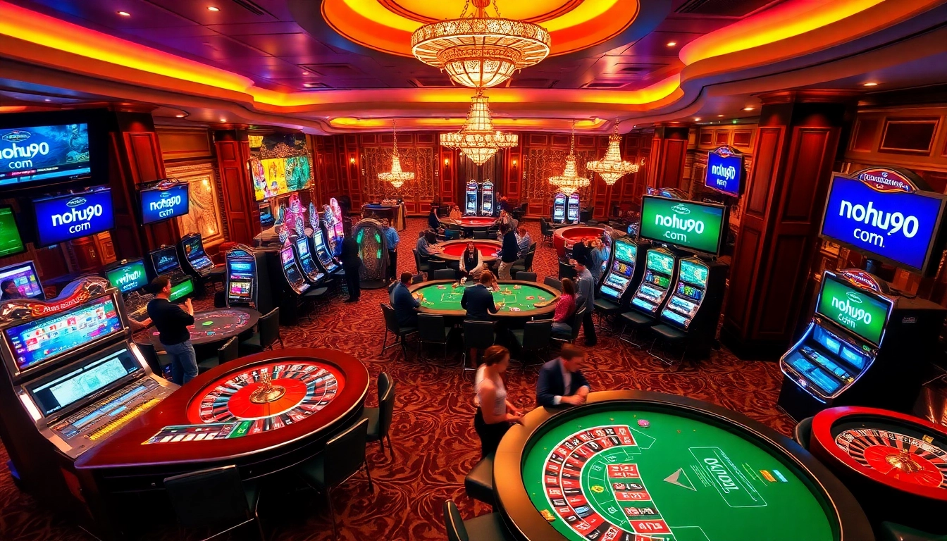 Experience exciting wins at nohu90 com in a luxurious casino setting showcasing various games.
