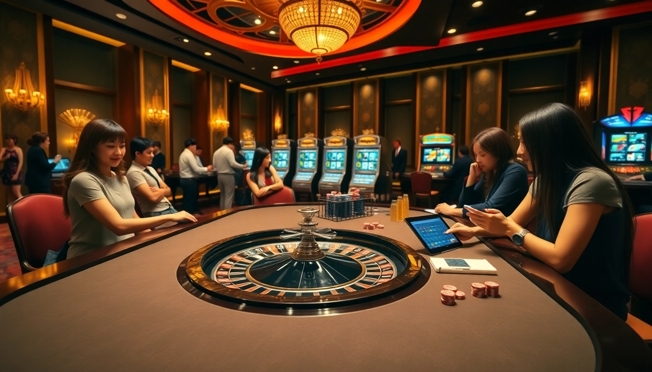 Experience the excitement of 789BET with an elegant casino scene filled with active players.