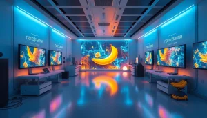 Explore the innovative capabilities of nano banana 2 in a futuristic AI lab setting, showcasing dynamic image generation.