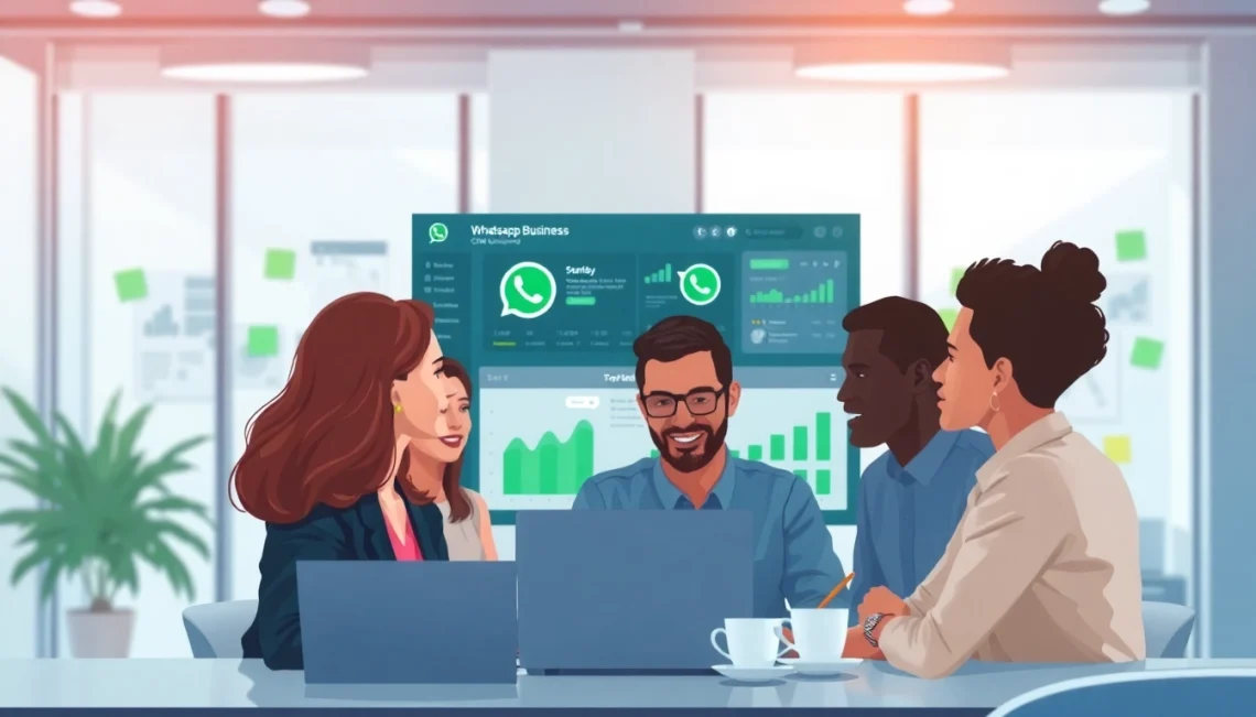 Enhance customer interactions with a WhatsApp Business CRM in a modern office setting.