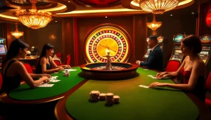 Experience the thrill of jeetbuzz ক্যাসিনো with players betting at elegant tables and vibrant slot machines.