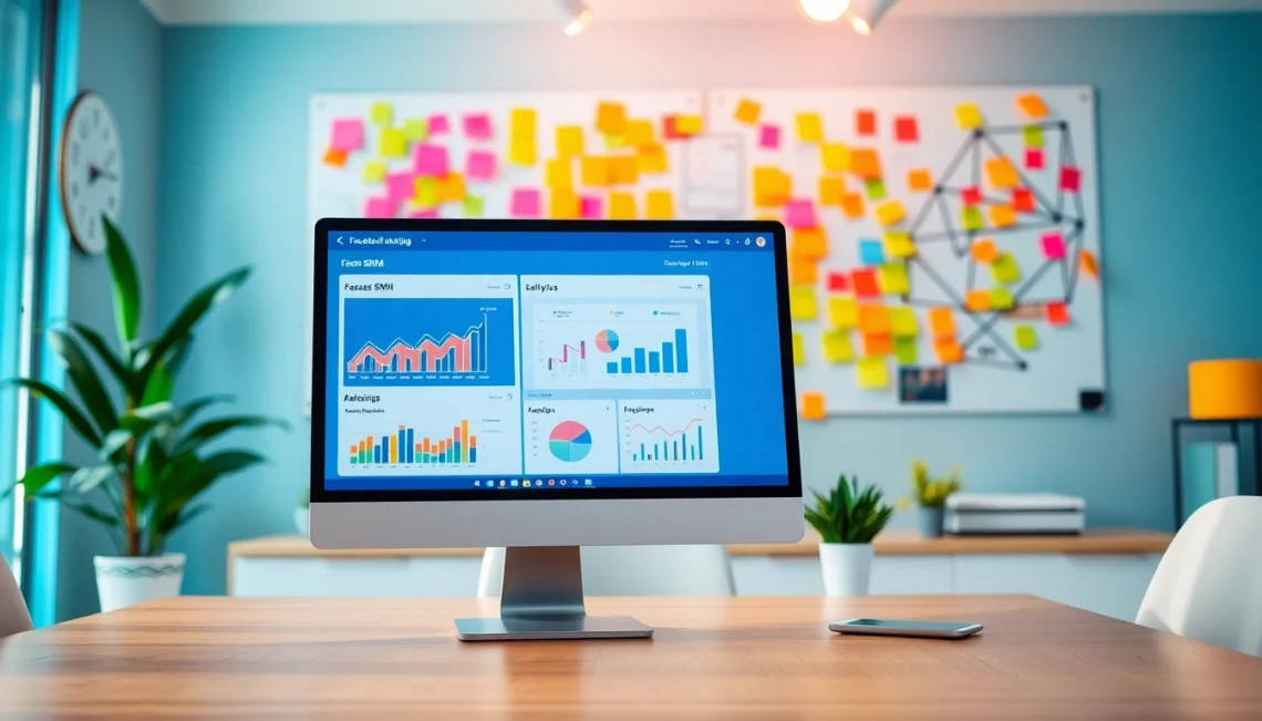 Engaging digital workspace showing analytics for facebook smm panel services.