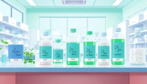 Industrieller Süßstoff und seine verschiedenen Formen in einer modernen Laborumgebung.