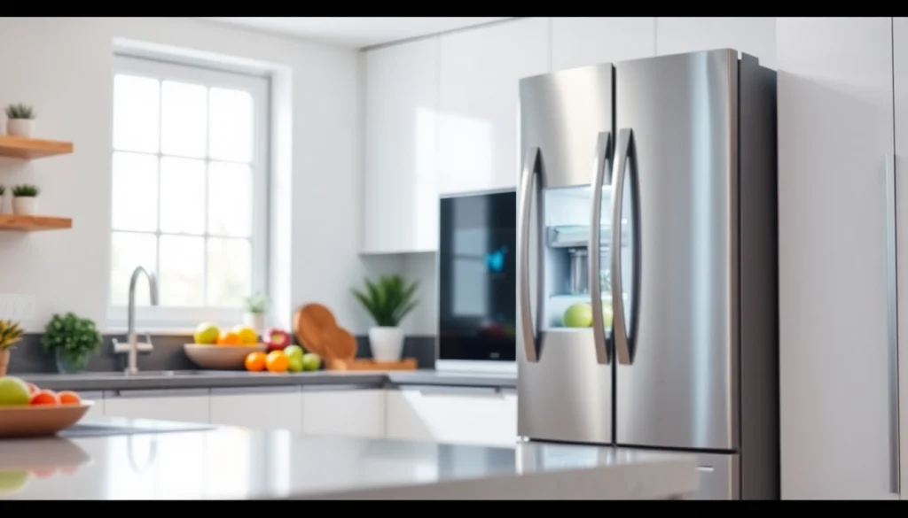 Discover modern refrigerator with spacious interior and stainless-steel finish in a bright kitchen setting.