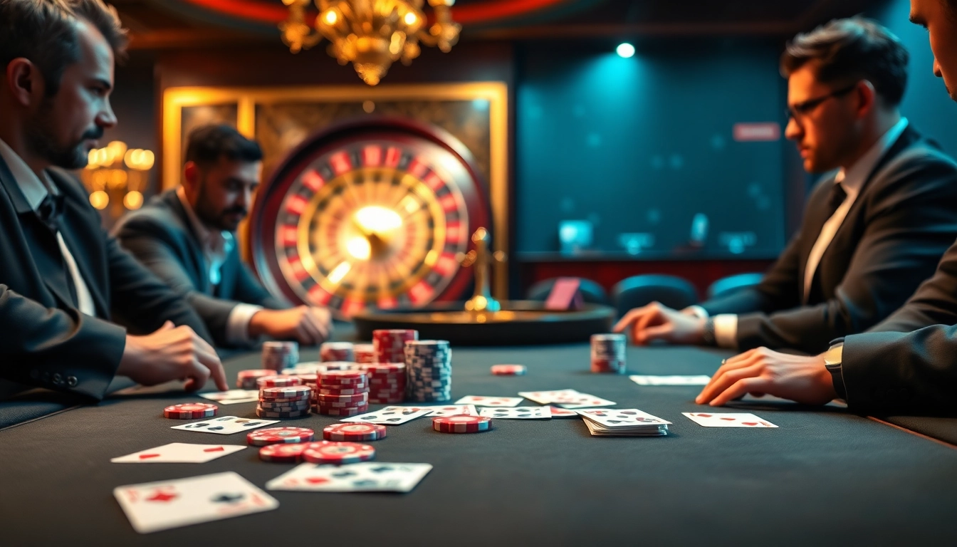 Exciting gambling at a poker table highlighting the kuwin2 online casino experience.