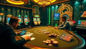 Interactive gambling scene at https://rr88c.org/, showcasing poker, slots, and roulette excitement.