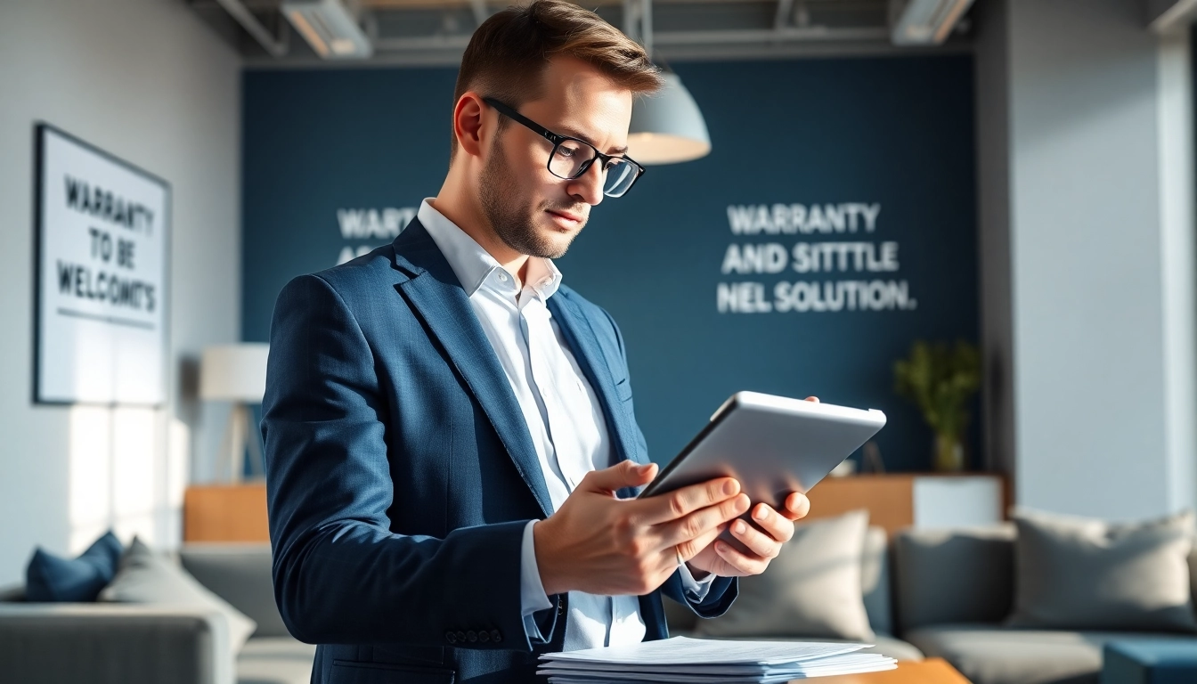 Engaging professional illustrating expert led warranty company solutions in a modern office.