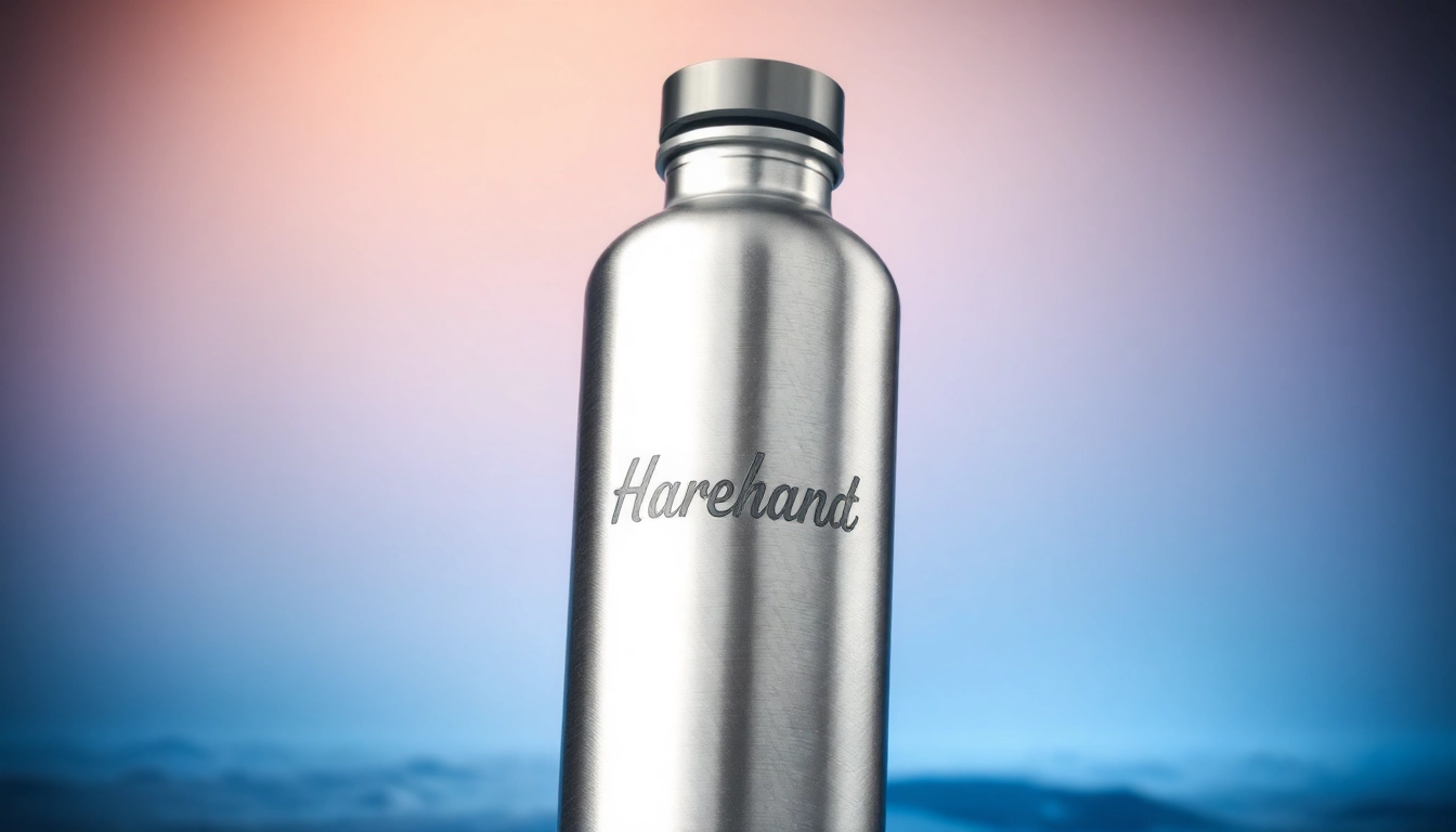 Lazerinis graviravimas ant gertuvų, akcentuojantis personalizuotą graviravimą ant stilingo metalo vandens buteliuko.