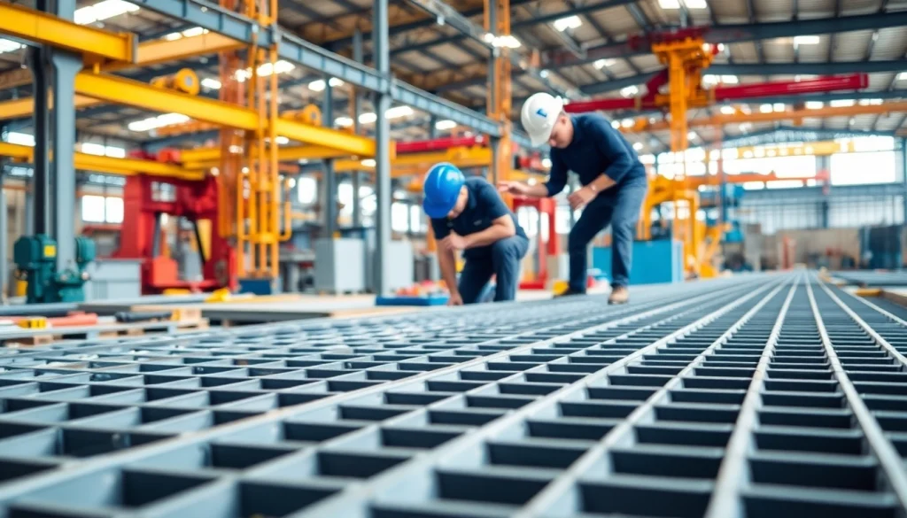 GRP Grating Supplier installing durable fiberglass grating in an industrial site.