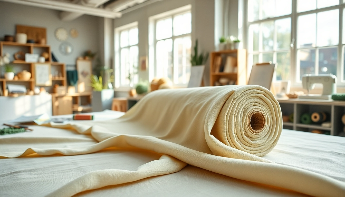 Bekijk de uni katoen stof; 100% natuurlijk katoen als basis voor creatieve projecten in een naaiatelier.