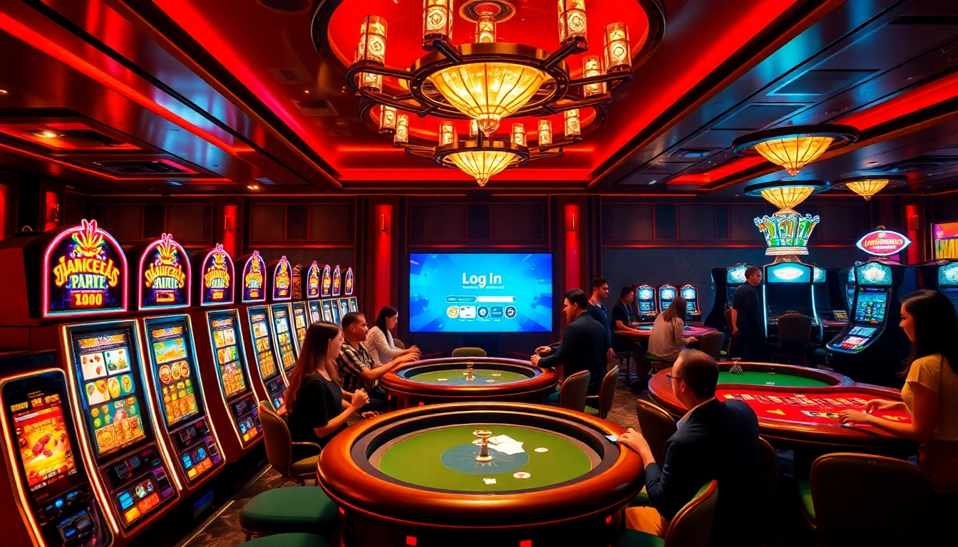 Experience the thrill of gambling by logging in to access a luxurious casino environment.