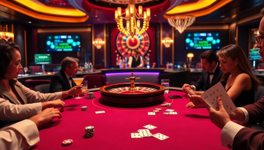Engaging scene of Nhà Cái TT88's luxury casino with poker table, chips, and roulette for thrilling gameplay.