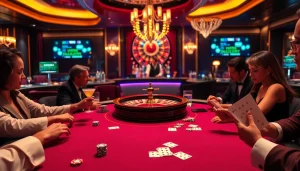 Engaging scene of Nhà Cái TT88's luxury casino with poker table, chips, and roulette for thrilling gameplay.