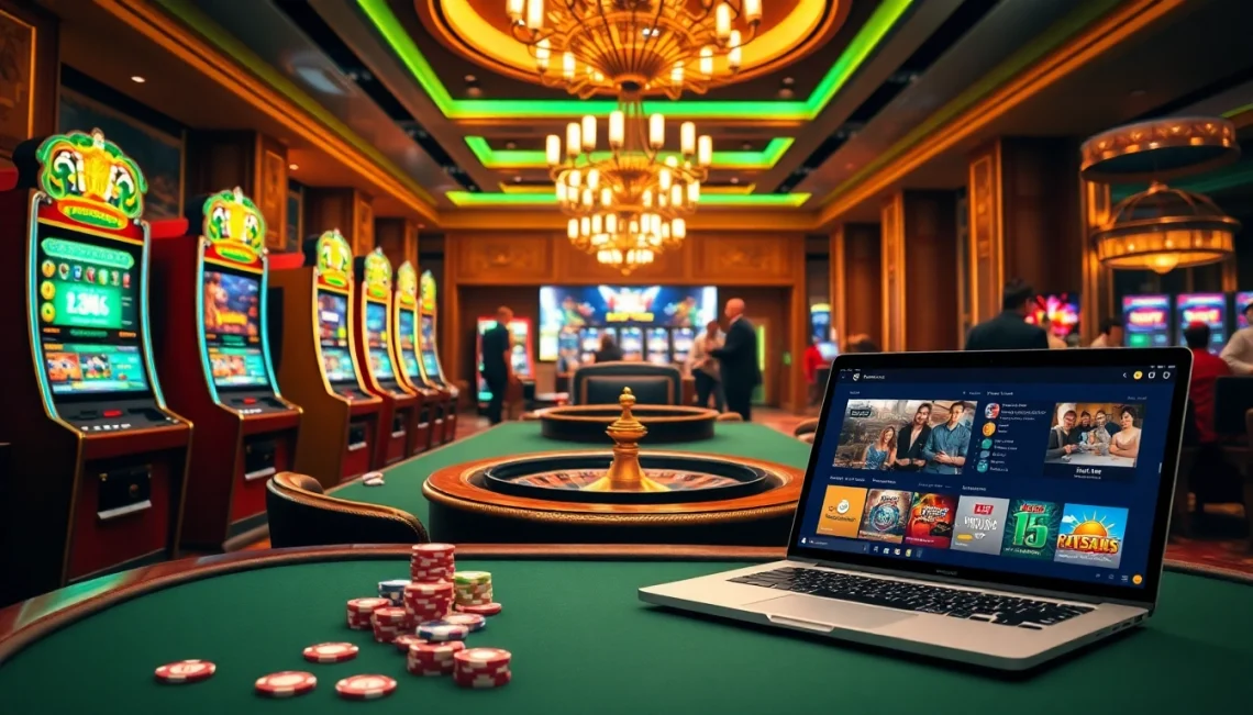 Engage in thrilling games at the casino with the Go8 Link, showcasing vibrant slots and poker.