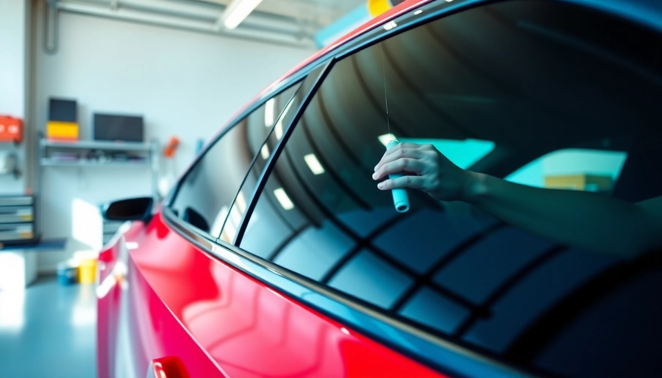 Enhance your vehicle's look with window tinting Cleveland TN by skilled technicians in action.