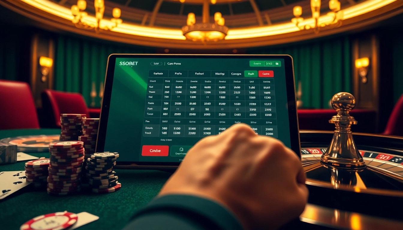 Experience sbobet's online betting excitement with poker chips and cards in a luxurious casino setting.