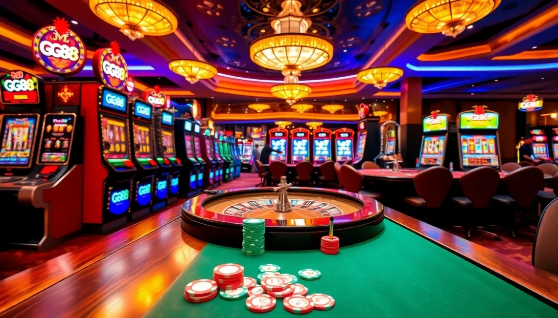 Experience the excitement of GG88 Casino with vibrant slot machines and poker tables.