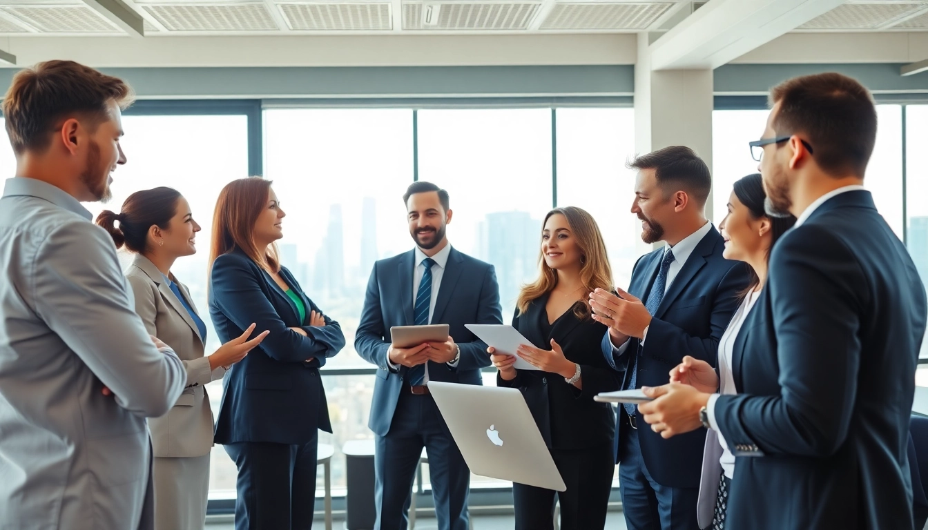 Find companies hiring sales reps as professionals collaborate in a modern office.