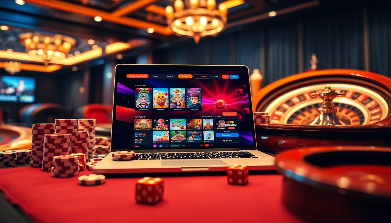 Experience excitement with רמי אונליין as poker chips and roulette wheels create a thrilling atmosphere.